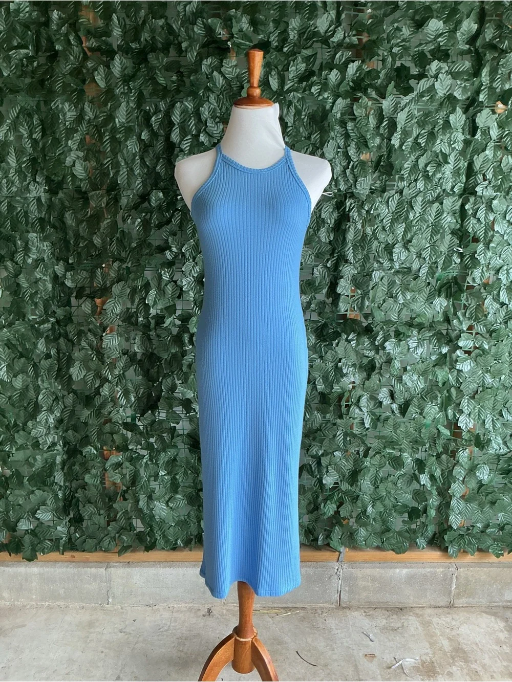 REFORMATION Ribbed Halter Maxi Dress - XS - Dreamy Blue - Picture 3 of 12